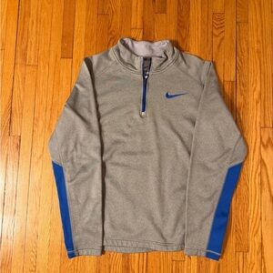 Nike Gray Half-Zip Pullover with Blue Accents